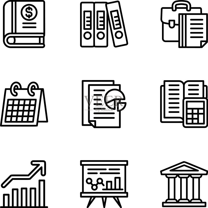 公司图标集描边风格图标素材