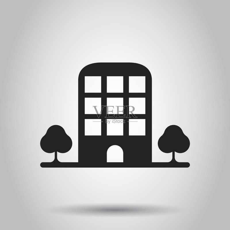带树木图标的建筑图标素材
