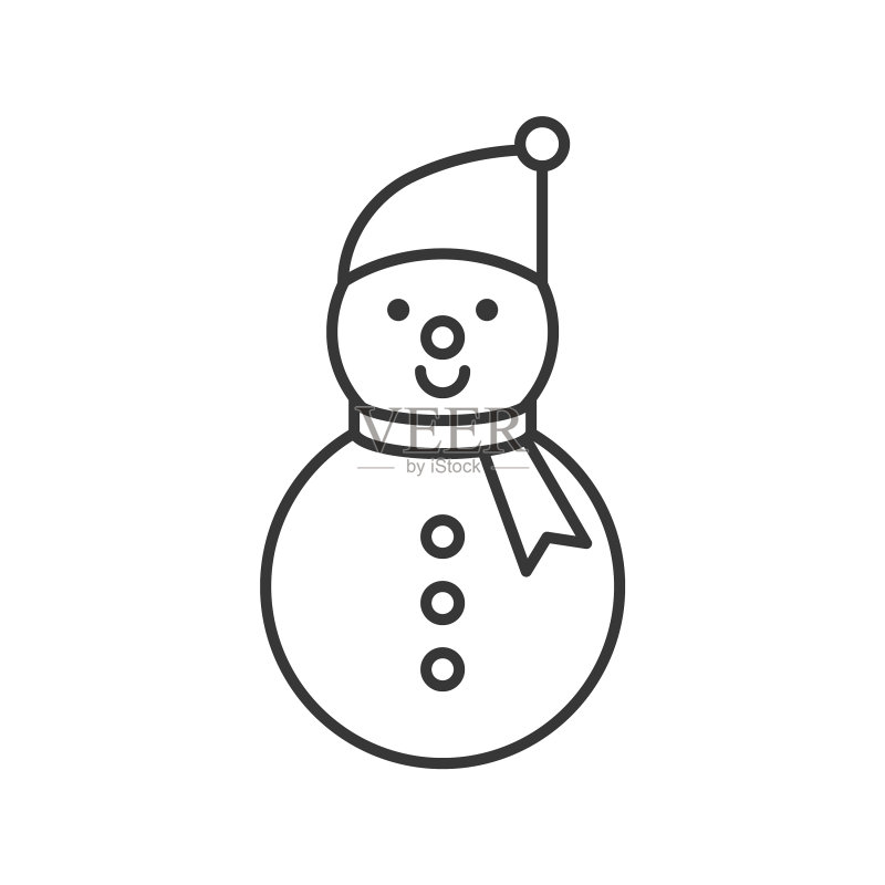 雪人轮廓图标,冬季和圣诞节主题图标素材
