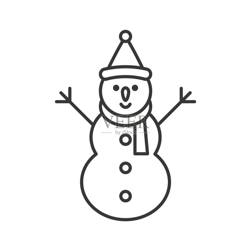 雪人和圣诞老人的帽子轮廓图标冬季和图标素材