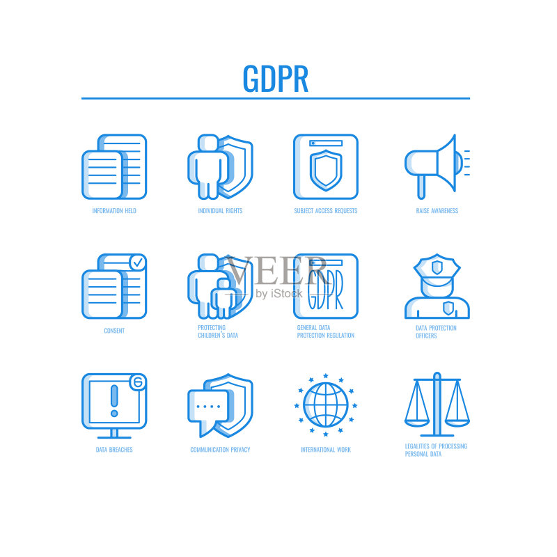 GDPR图标集 - 通用数据图标素材