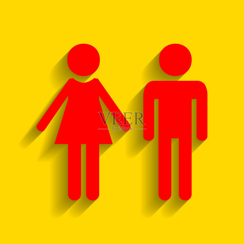 带有柔和效果的红色男女标志图标图标素材
