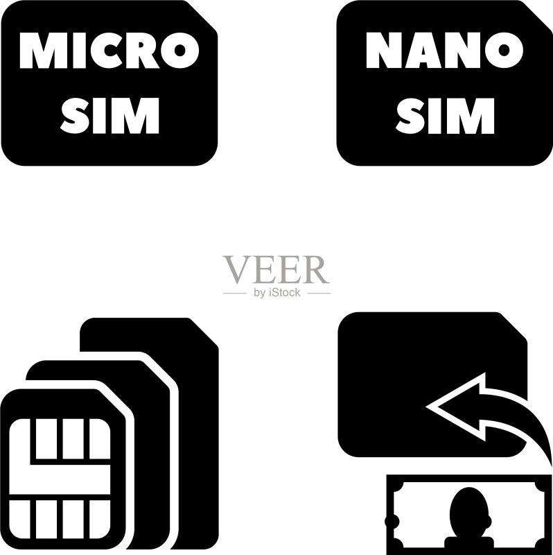 SIM卡相关简约图标图标素材
