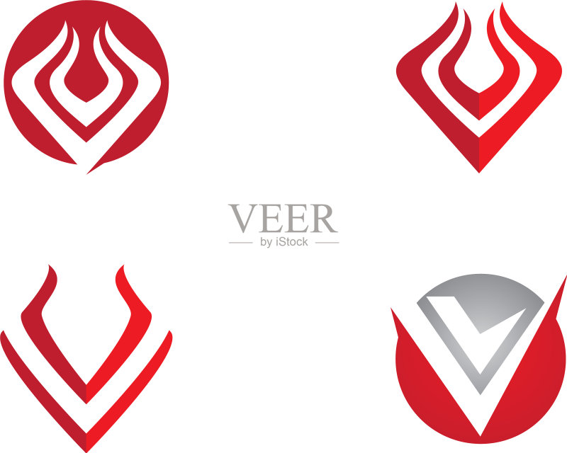 V字母logo商业模板图标设计图标素材