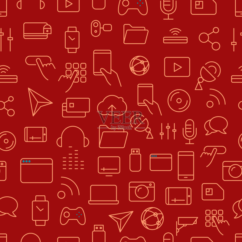 不同科技图标的无缝背景图标素材