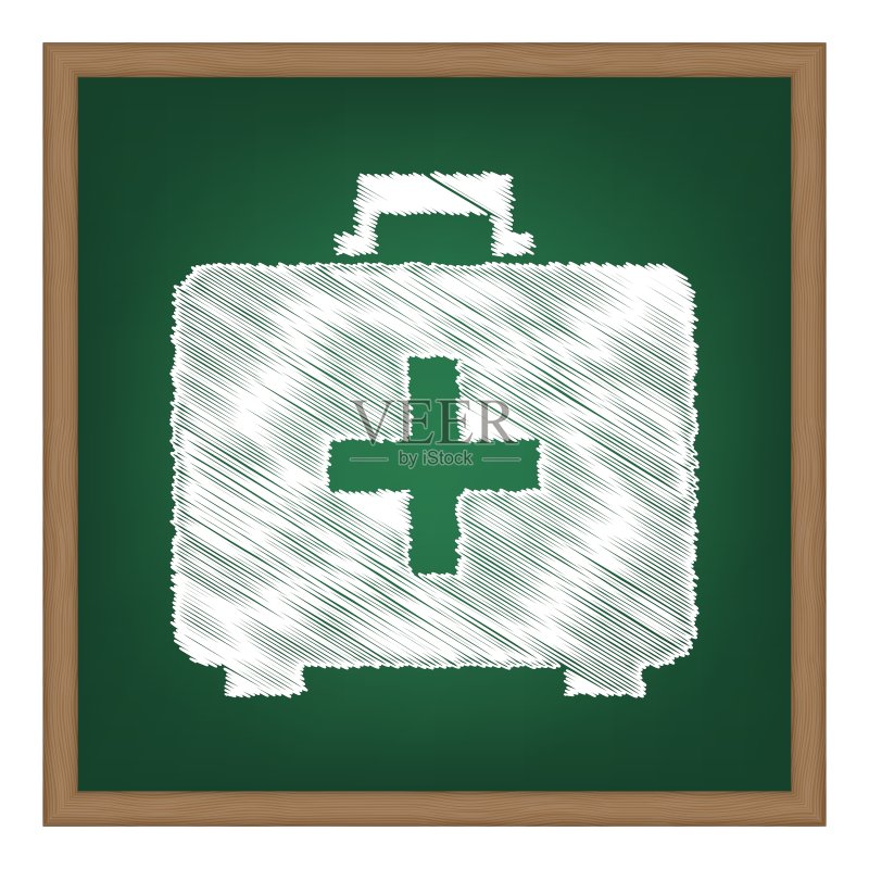 白色粉笔效果的医疗急救箱标志图标素材