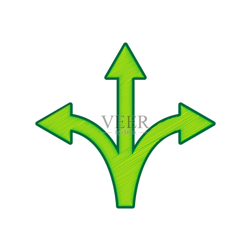 柠檬色三向箭头指示牌图标素材