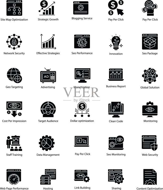 Web和SEO相关glyph图标合集图标素材