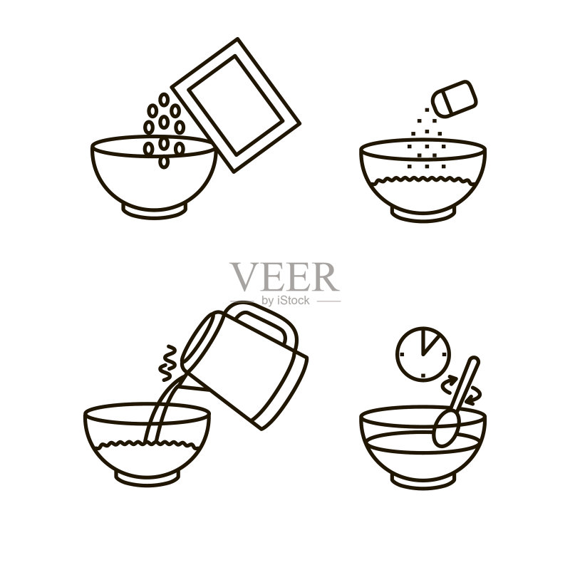 燕麦烹饪说明黑细线图标图标素材
