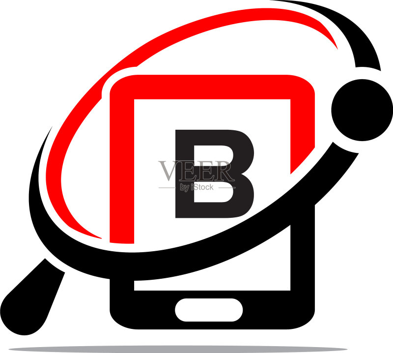 手持手机搜索首字母B图标素材