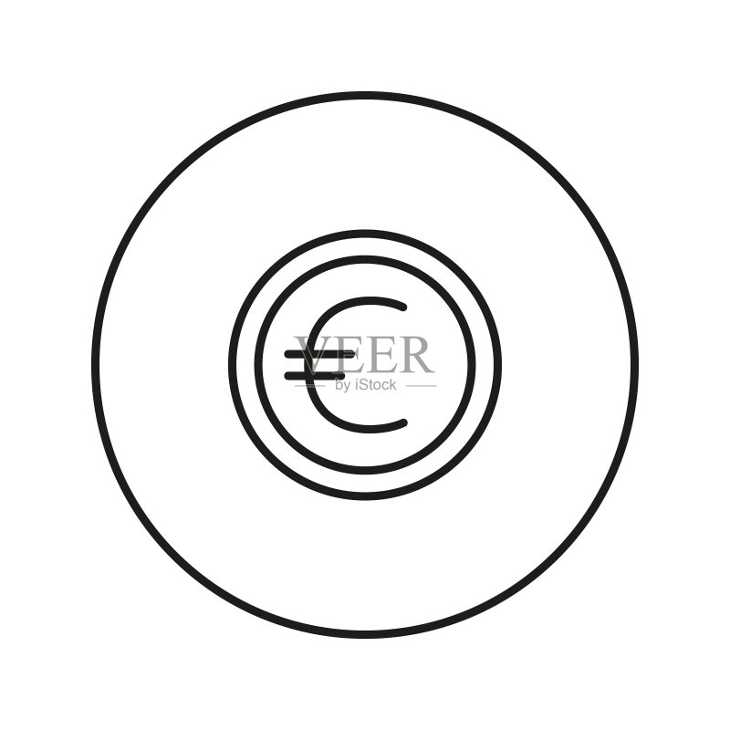 货币符号欧元硬币图标素材