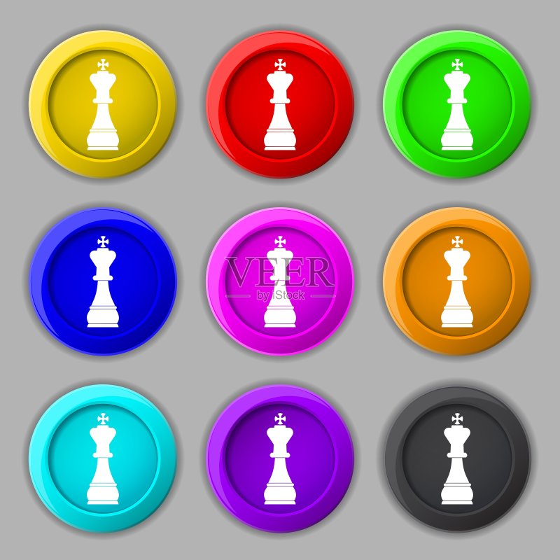 九个圆形上的国际象棋国王图标符号图标素材