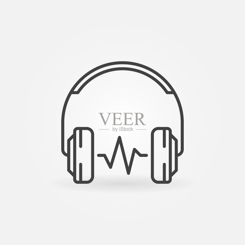 带声波轮廓的头戴式耳机图标素材