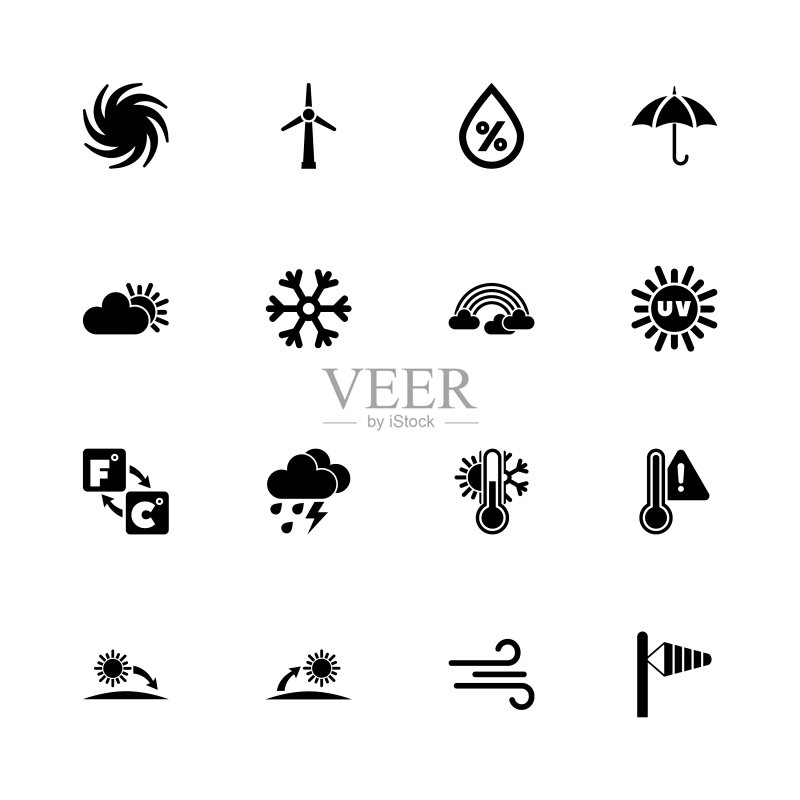 天气 - 扁平图标图标素材
