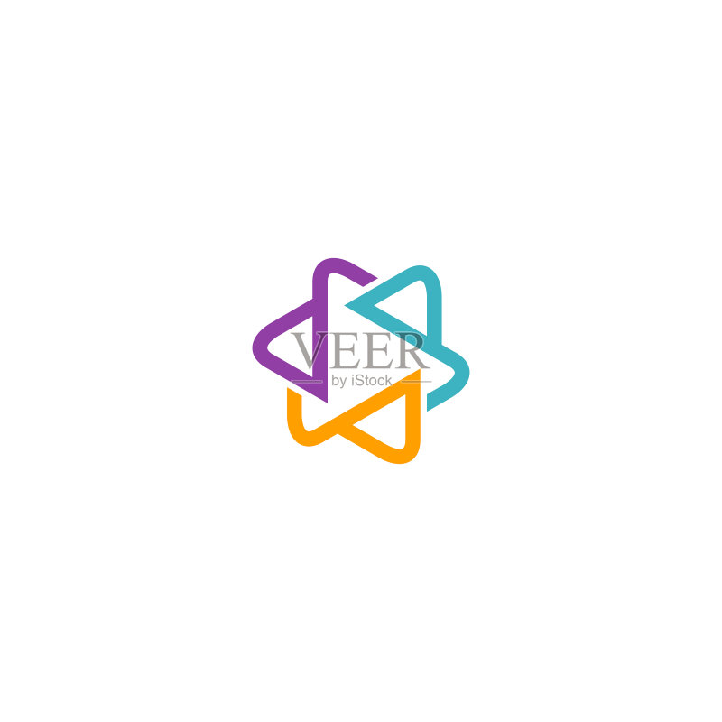 圆形抽象彩色线条公司logo图标素材