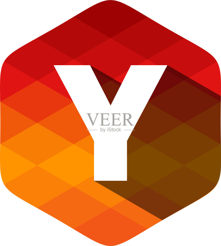 Y字形六边形像素字母阴影Logo图标设计图标素材