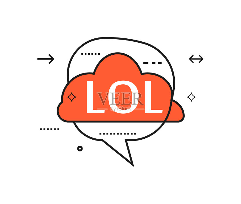 带有lol短语的语音气泡轮廓图标素材