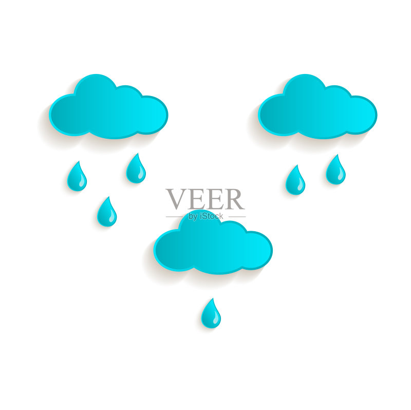 卡通雨云图标符号集图标素材