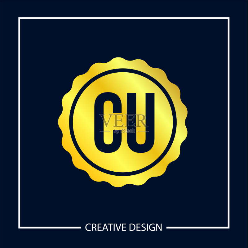 首字母CU logo模板设计图标素材