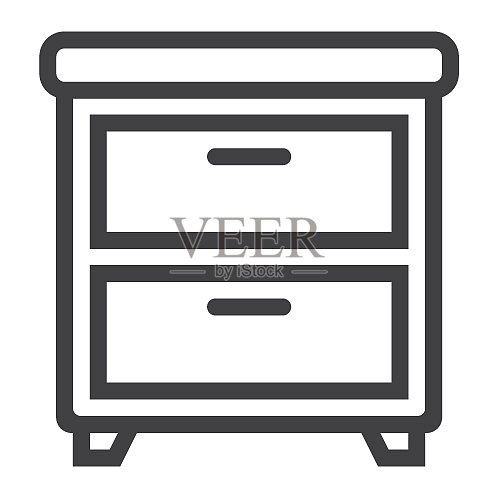家具和室内床头柜线性图标图标素材