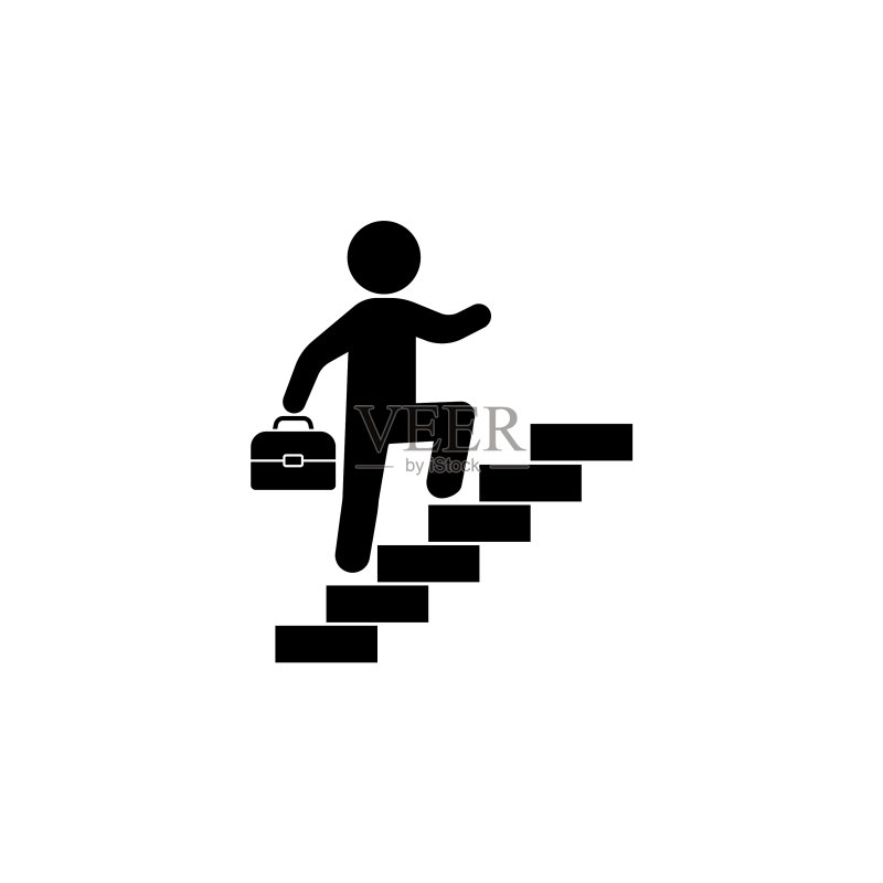走上楼梯图标的商人图标素材