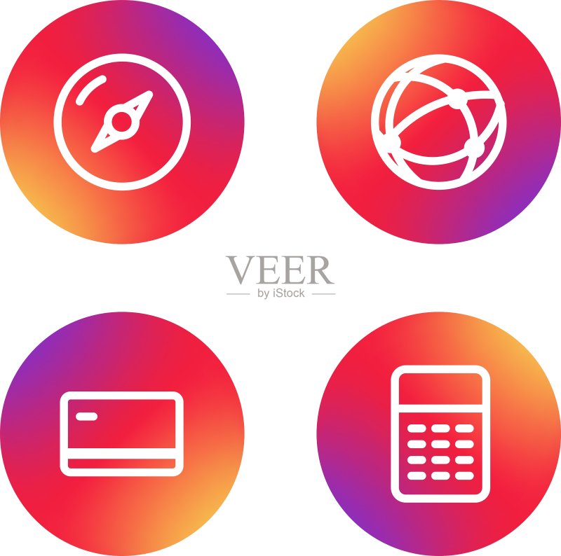 各种简单的Web象形图线性艺术集合图标素材
