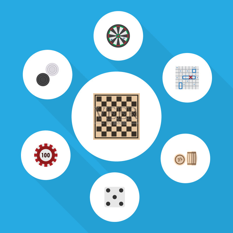 扁平风格箭头跳棋游戏系列图标素材