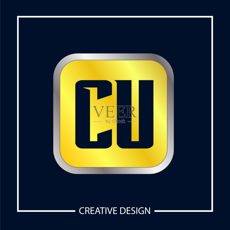首字母CU logo模板设计图标素材