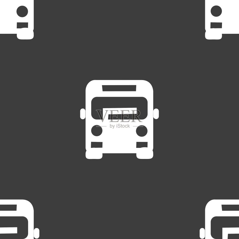 灰色背景上的公交车图标无缝图案图标素材