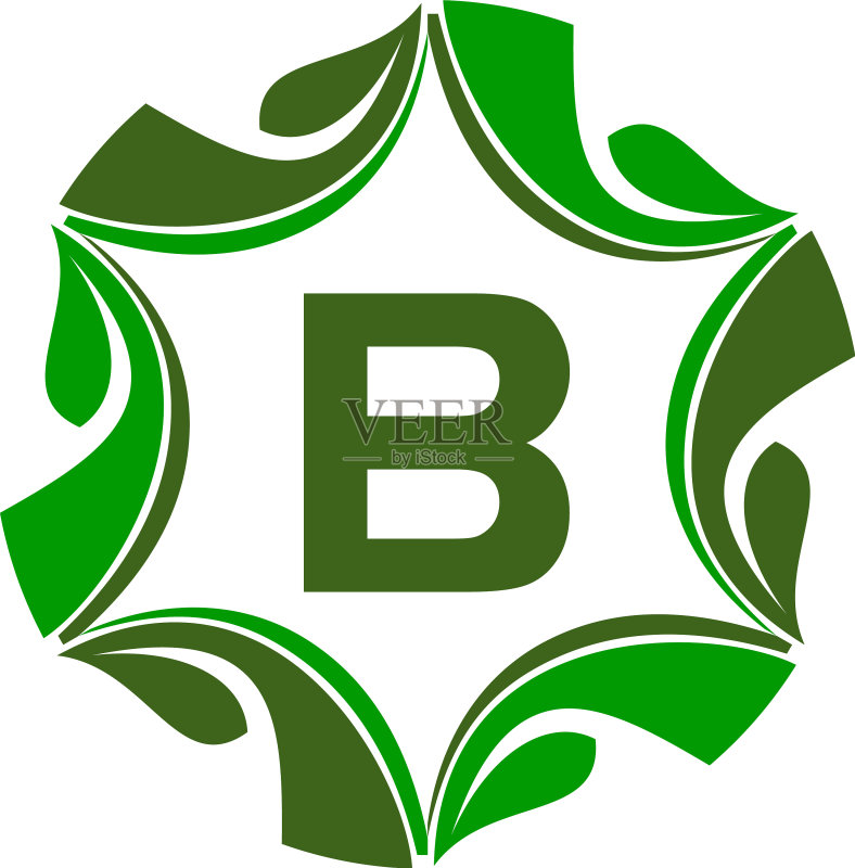 绿色项目解决方案中心首字母B图标素材