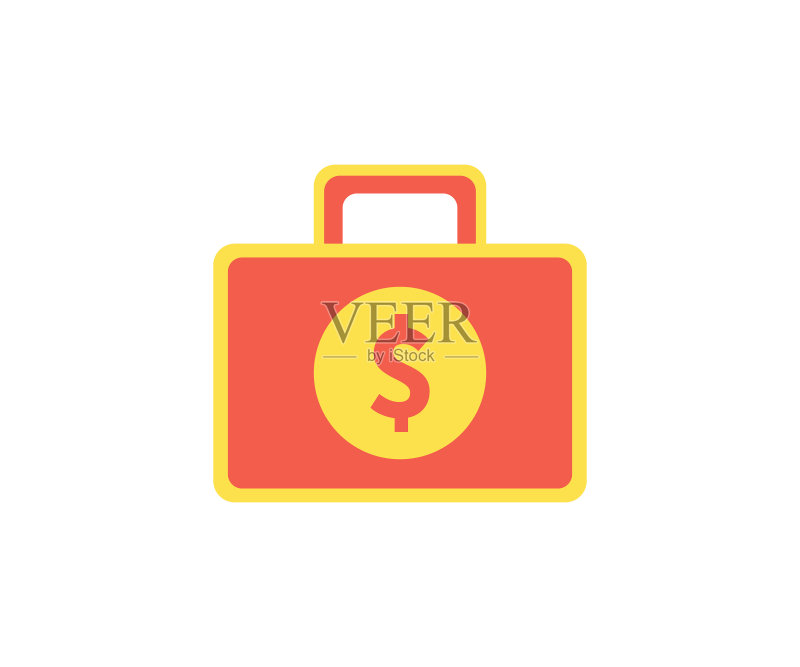 带有金钱图标的公文包图标素材