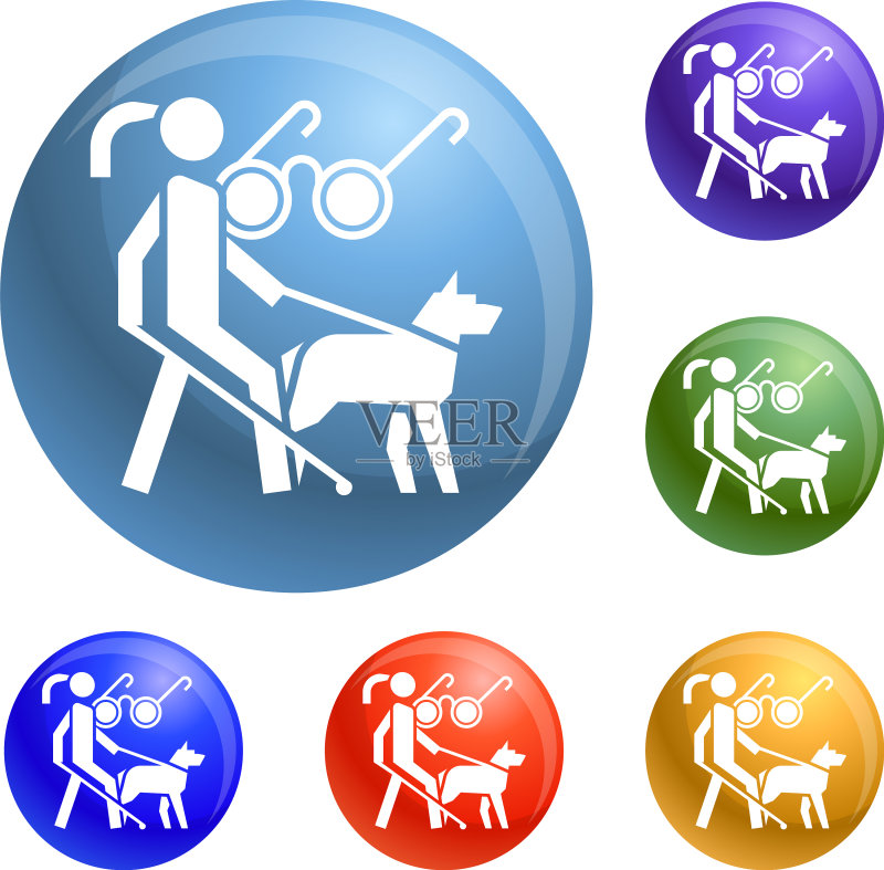 女人导盲犬图标集图标素材