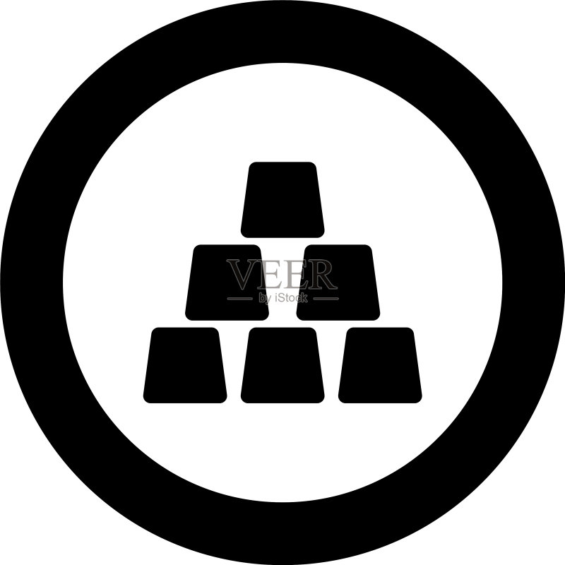 圆形黑色金色金条图标图标素材