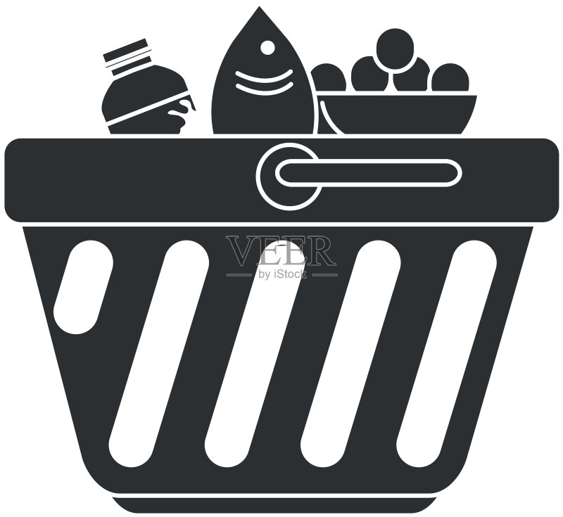 装满食品的购物篮图标素材