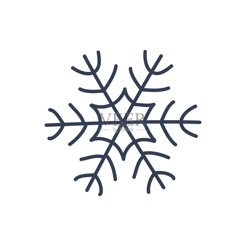 雪花图标黑色剪影雪花标志图标素材