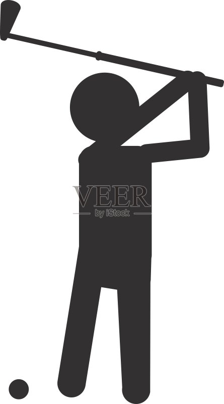 高尔夫运动设计:高尔夫球棍和球员图标素材