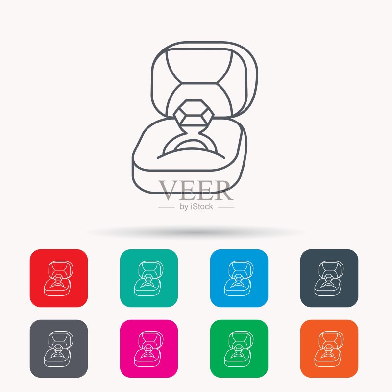 订婚戒指图标珠宝盒标志图标素材