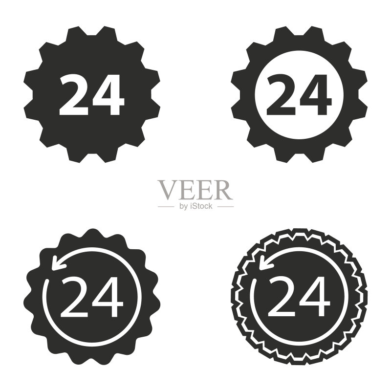 24小时服务图标集图标素材