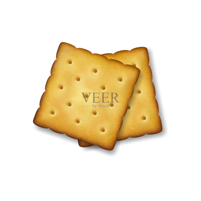 逼真3D方形美味咸味饼干图标素材