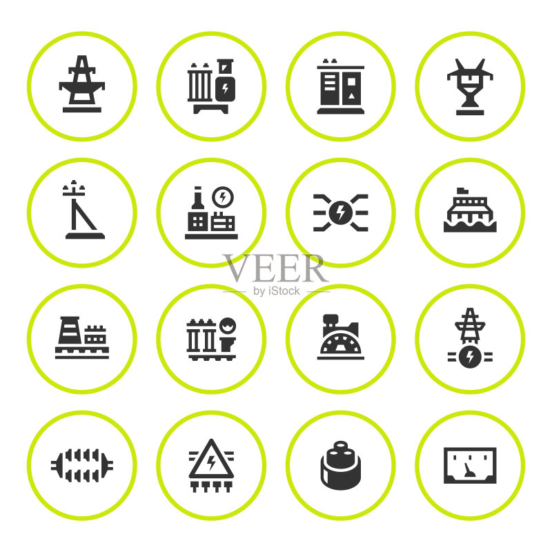 电力工业圆形图标图标素材