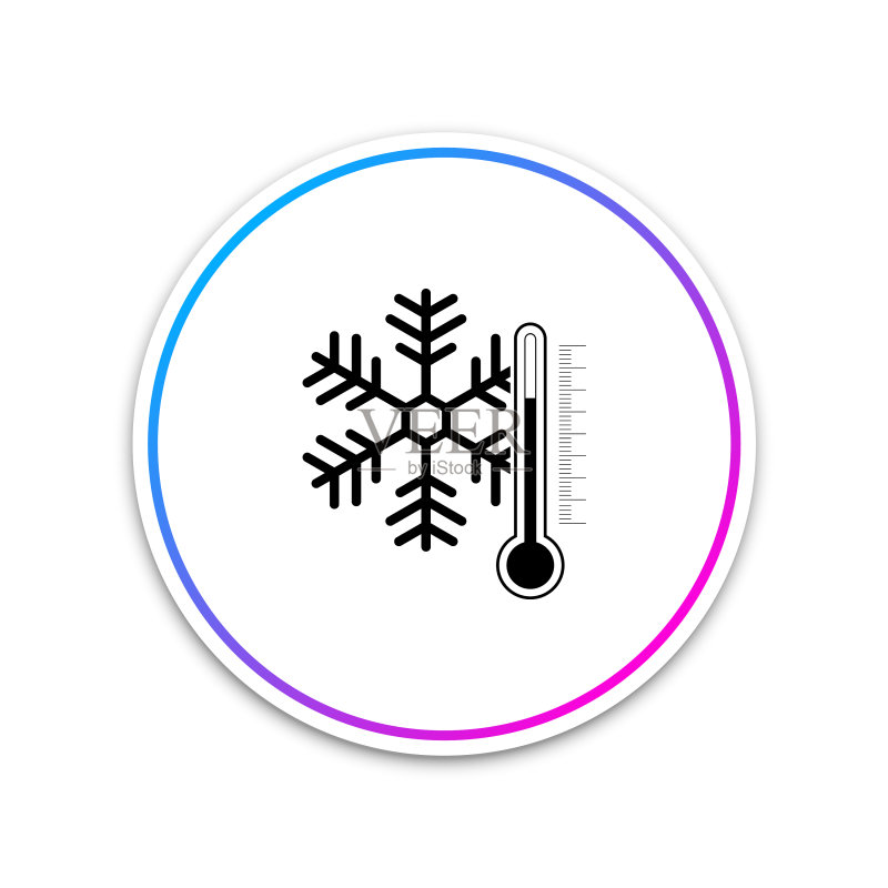白色背景上的雪花温度计图标素材