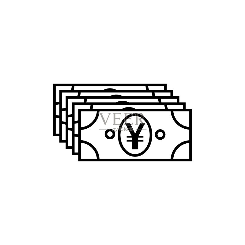 日元扁平图标适用于应用程序和网站图标素材