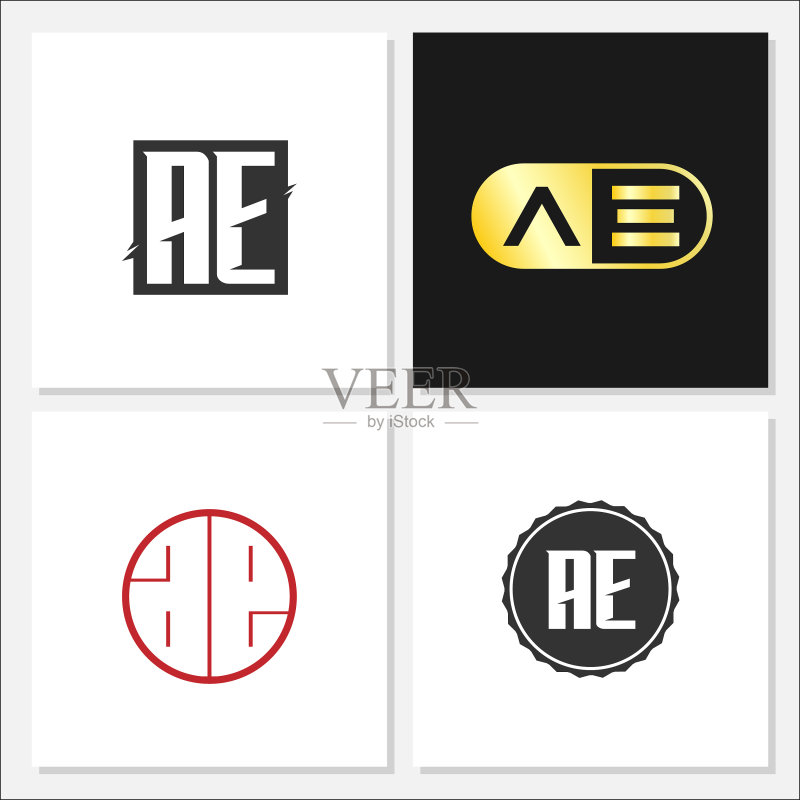 首字母AE logo模板设计图标素材