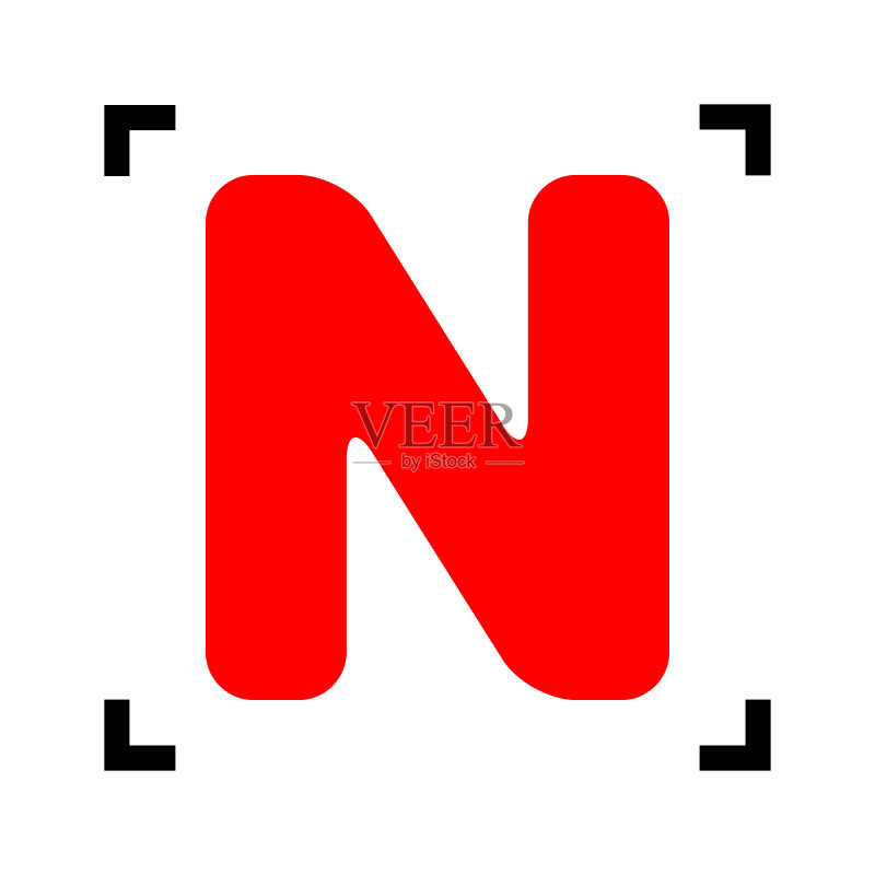 字母N标志设计模板红色元素图标素材