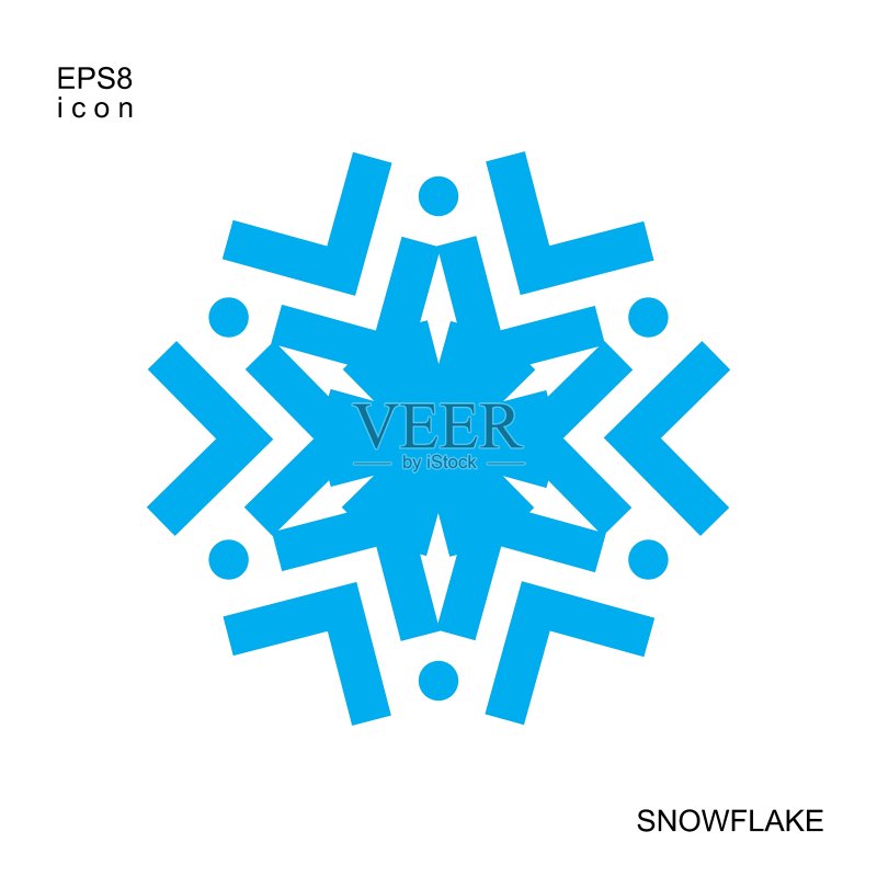 白色背景上孤立的蓝色雪花图标图标素材