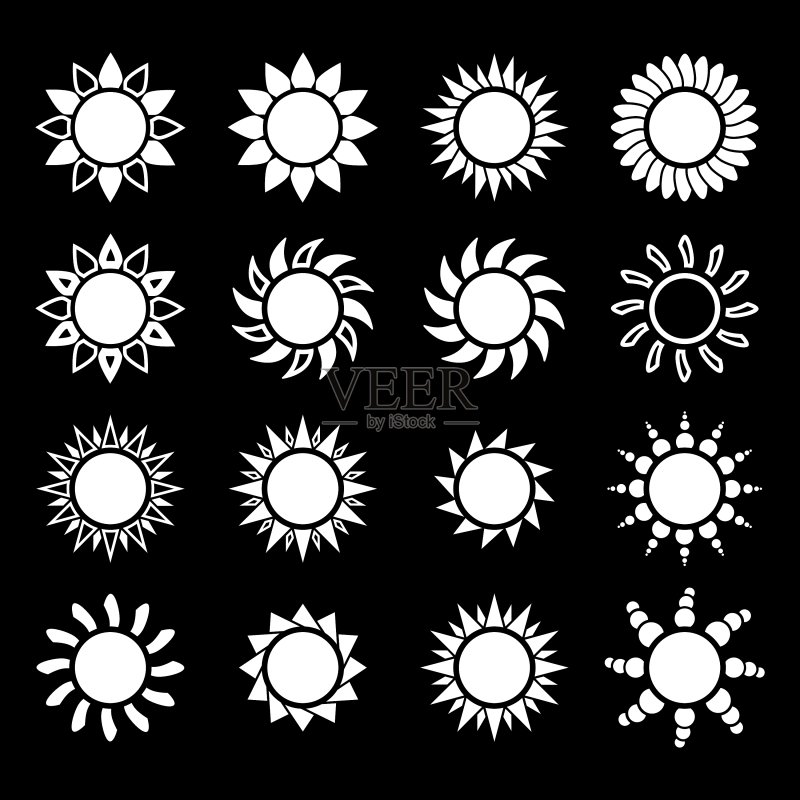 16个日出日落图标图标素材