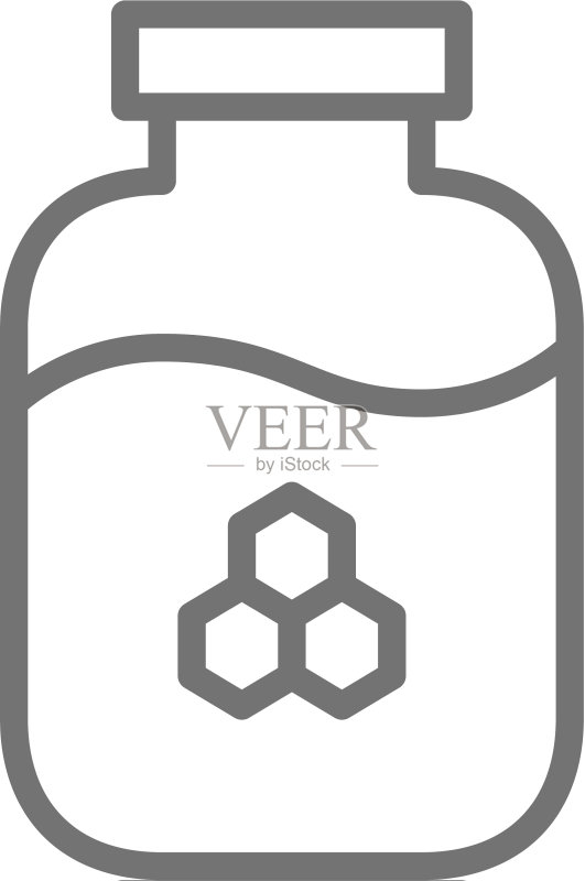养蜂蜂蜜玻璃罐线性图标图标素材