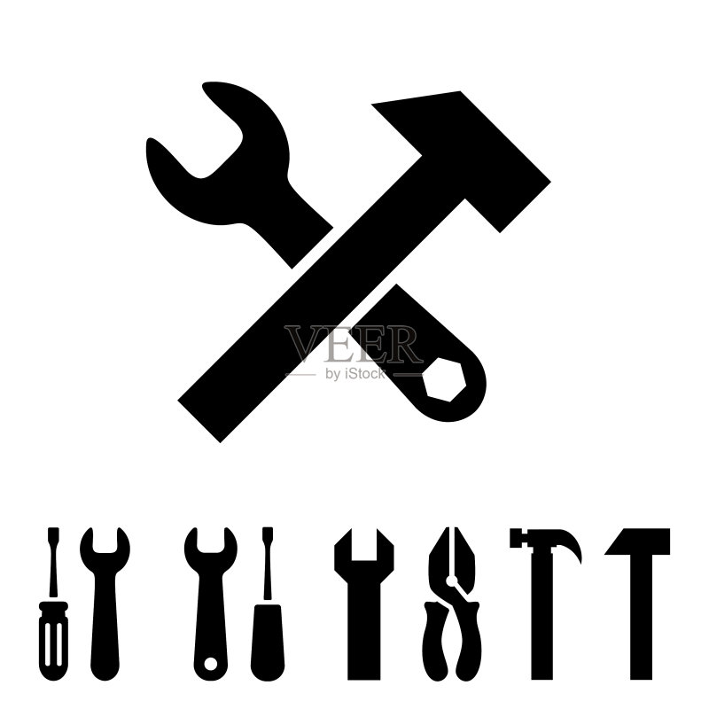 带有锤子的维修工具图标图标素材