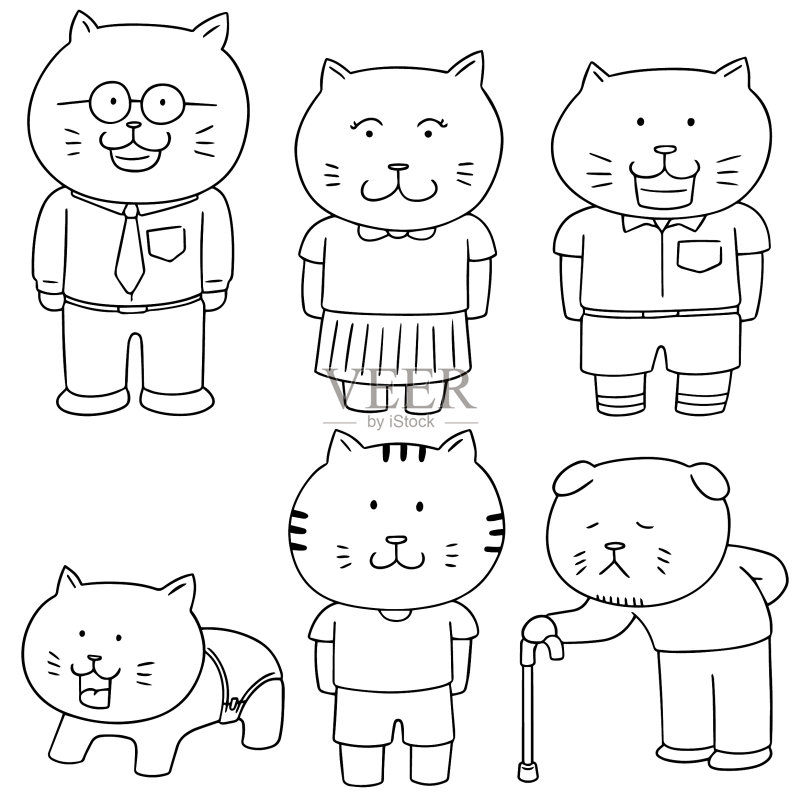 猫咪家庭合集图标素材