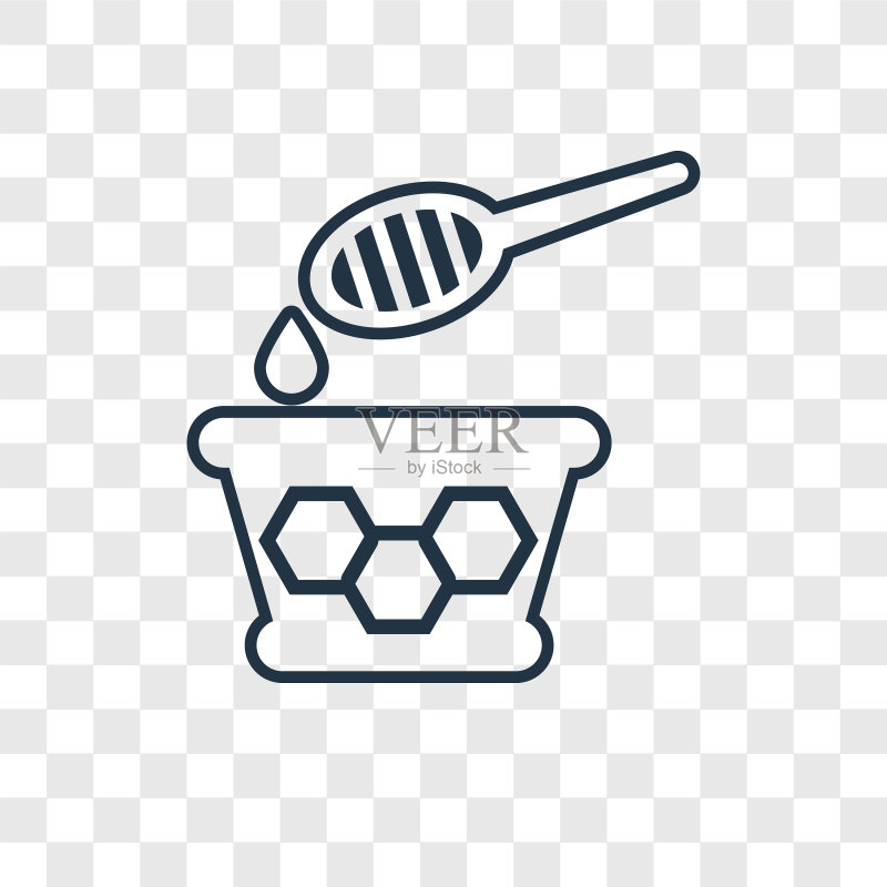 透明背景上的蜂蜜概念线性图标图标素材